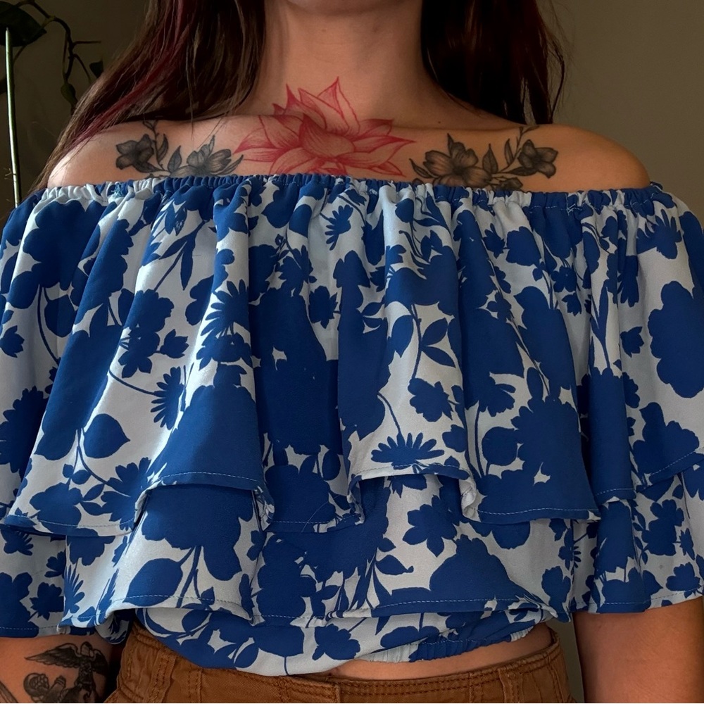 Sugarlips Floral Blue Boutique Blouse